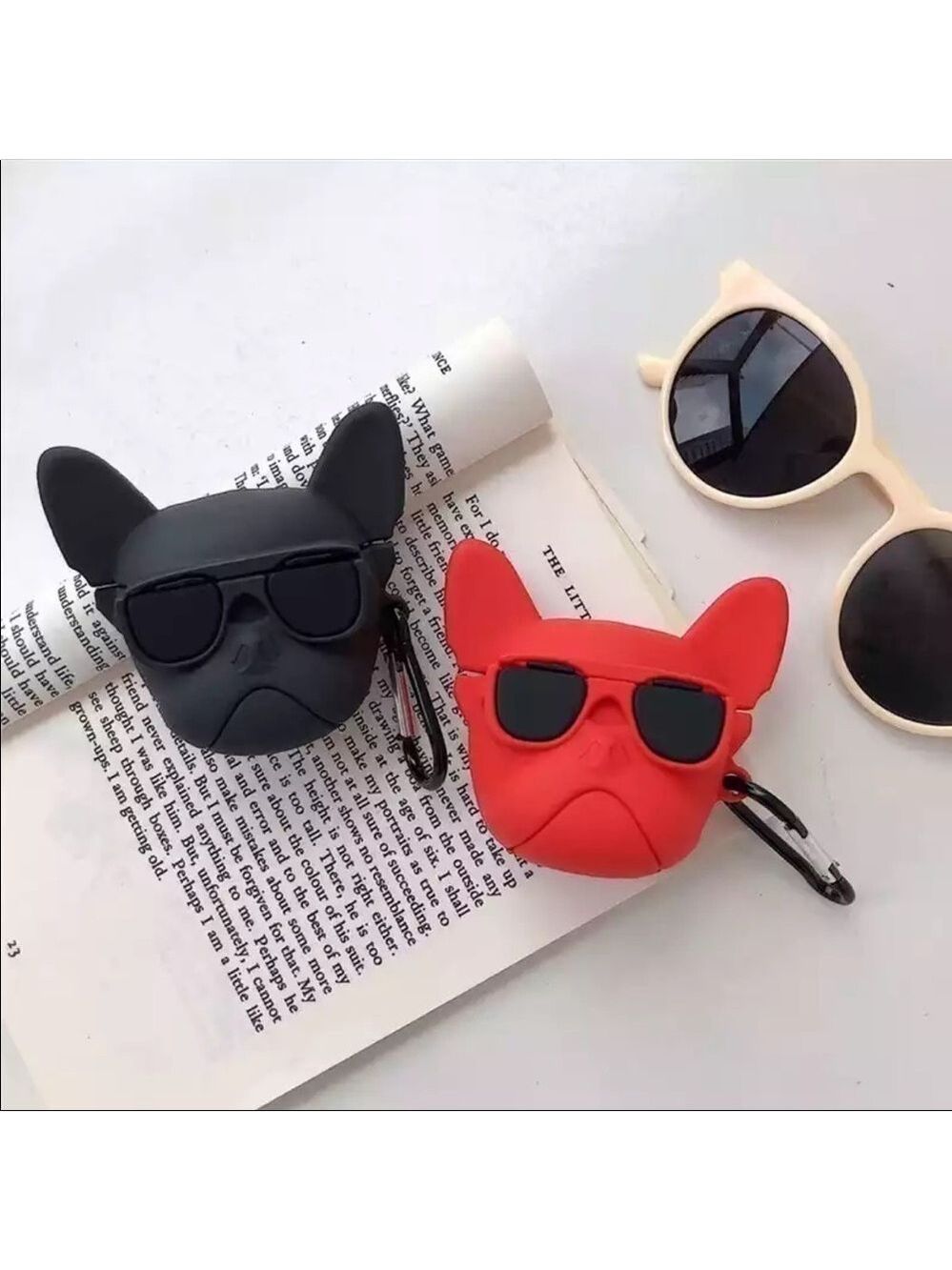 Red AirPods Pro Only - Adorable Frenchie Bulldog Case Earbuds Case - Picture 3 of 7
